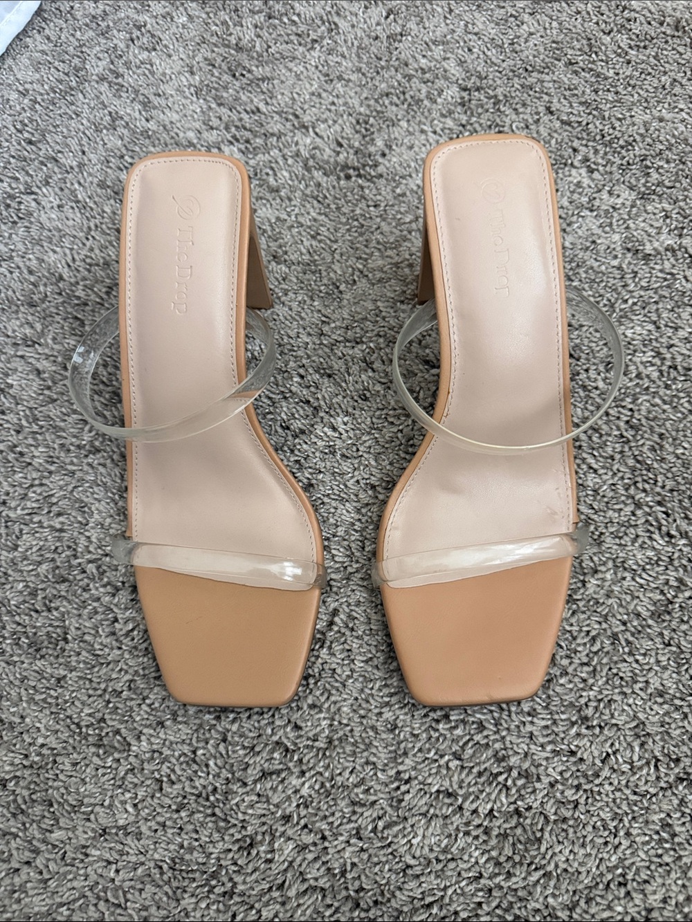 a new day Tan Block Heel Sandals with Clear Straps